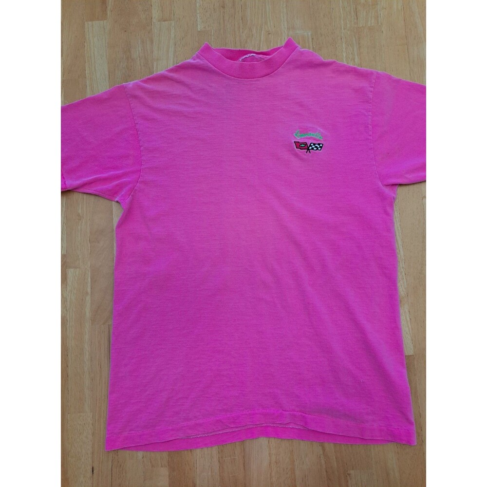 VTG Corvette T-shirt Pink Signed by Lou Diamond Phillips Single Stitch